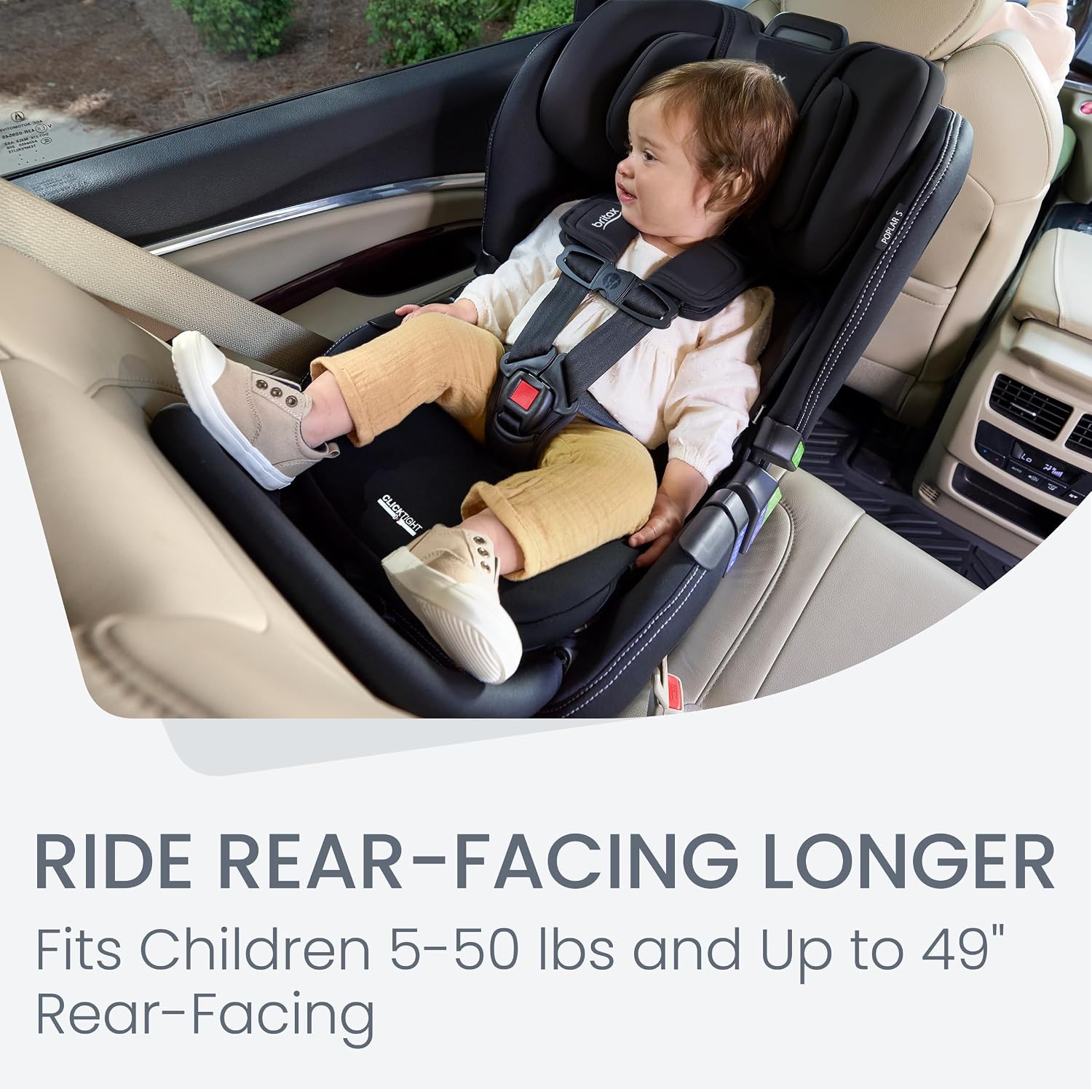 Britax Poplar S Convertible Car Seat, 2-in-1 Car Seat with Slim 17-Inch Design, ClickTight Technology, Onyx