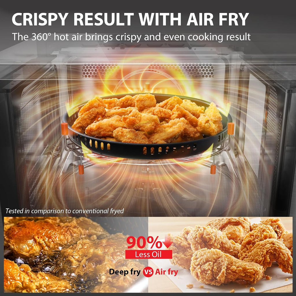 TOSHIBA Air Fryer Combo 8-in-1 Countertop Microwave Oven, with Convection, Broil, Odor Removal Mode, 12.4' Position Memory Turntable, Child-Lock, 1.0 Cu.ft, Black Stainless Steel, ML2-EC10SA(BS)