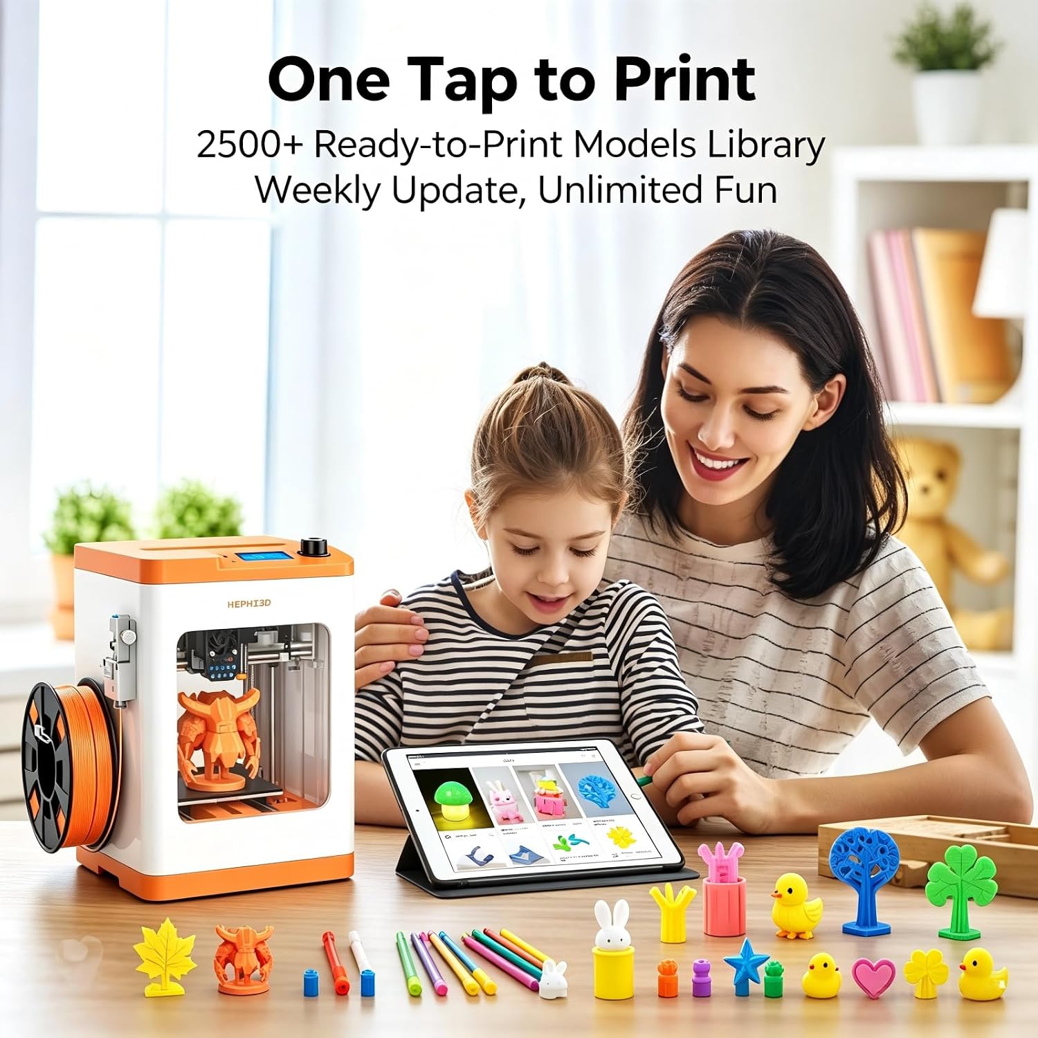 TINA2S 3D Printer, HEPHI3D 3D Printers for Beginners, WiFi Cloud Printing Mini 3D Printer Fully Assembly, Auto Leveling 3D Printers for Kids Silent Print, Open Source DIY 3D Printer for Home, School