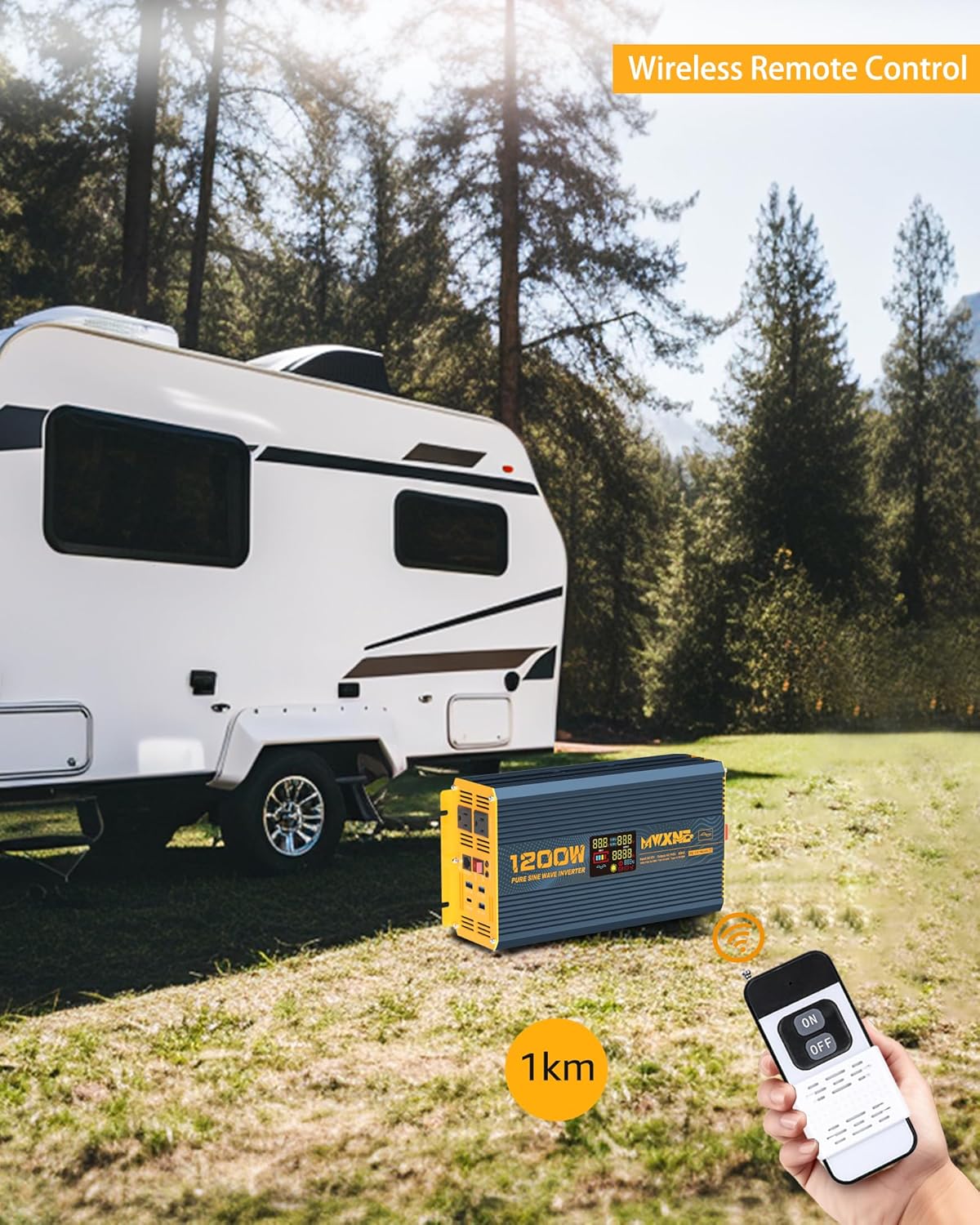 1200 Watt Pure Sine Wave Power Inverter DC 12V to 110V AC Converter with Dual AC Outlets, PD60W/QC3.0 Fast Charging USB Ports, Car Solar Inverter with LCD Display for Home RV Truck