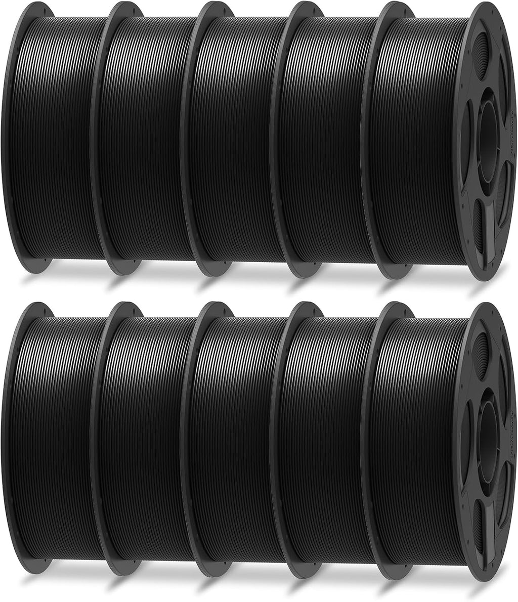 ANYCUBIC PLA Plus (PLA+), 3D Printer Filament 1.75mm Bundle, High Toughness, Dimensional Accuracy +/- 0.02mm, Print with Most FDM 3D Printers, 10 Pack 1KG Reusable Spool Black
