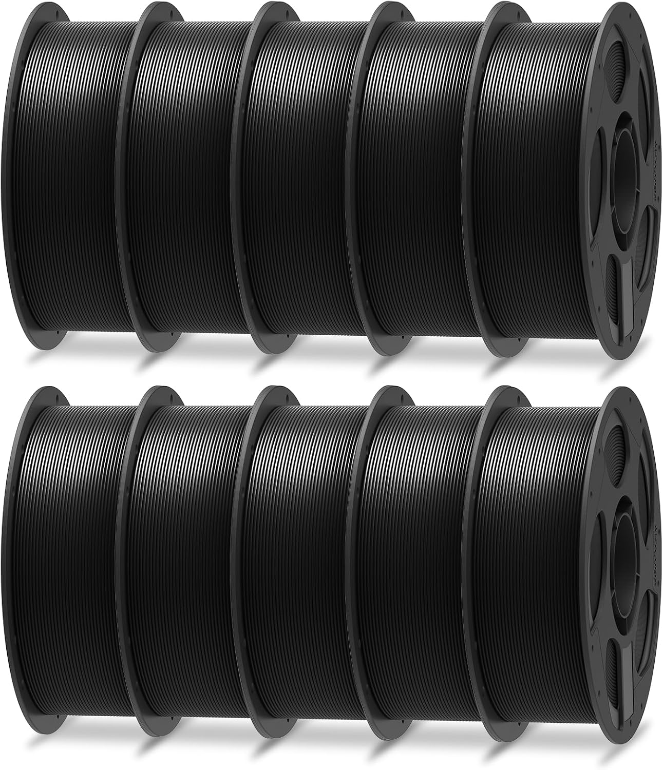 ANYCUBIC PLA Plus (PLA+), 3D Printer Filament 1.75mm Bundle, High Toughness, Dimensional Accuracy +/- 0.02mm, Print with Most FDM 3D Printers, 10 Pack 1KG Reusable Spool Black