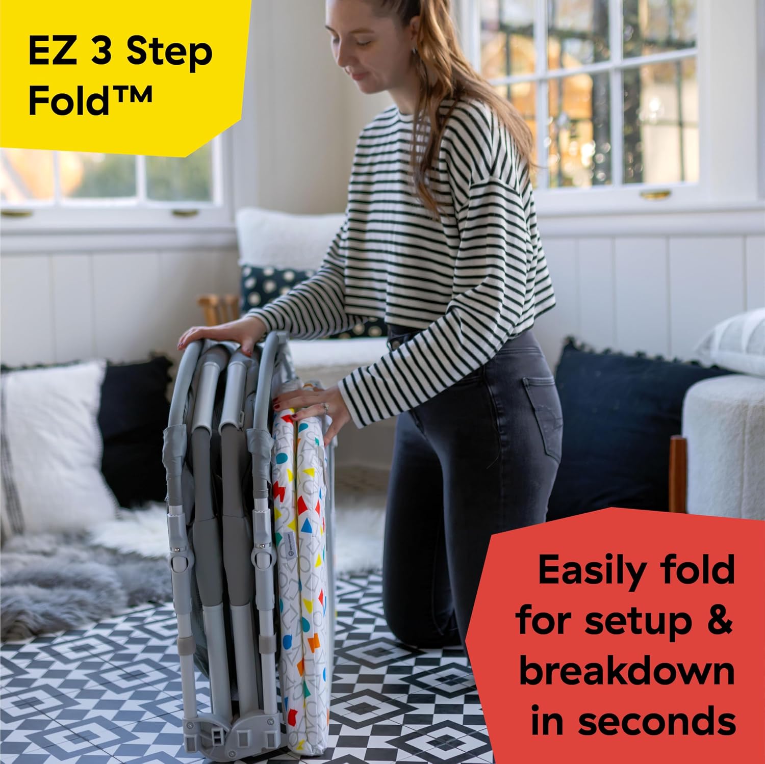 Baby Einstein Kick & Snooze 3-in-1 Foldable Playard, Bassinet and Musical Play Gym, Includes Fitted Sheet, 3-Step Easy Fold, Piano Toy with 25+ Minutes of Music, Grows with Baby, Ages 0 Months and Up