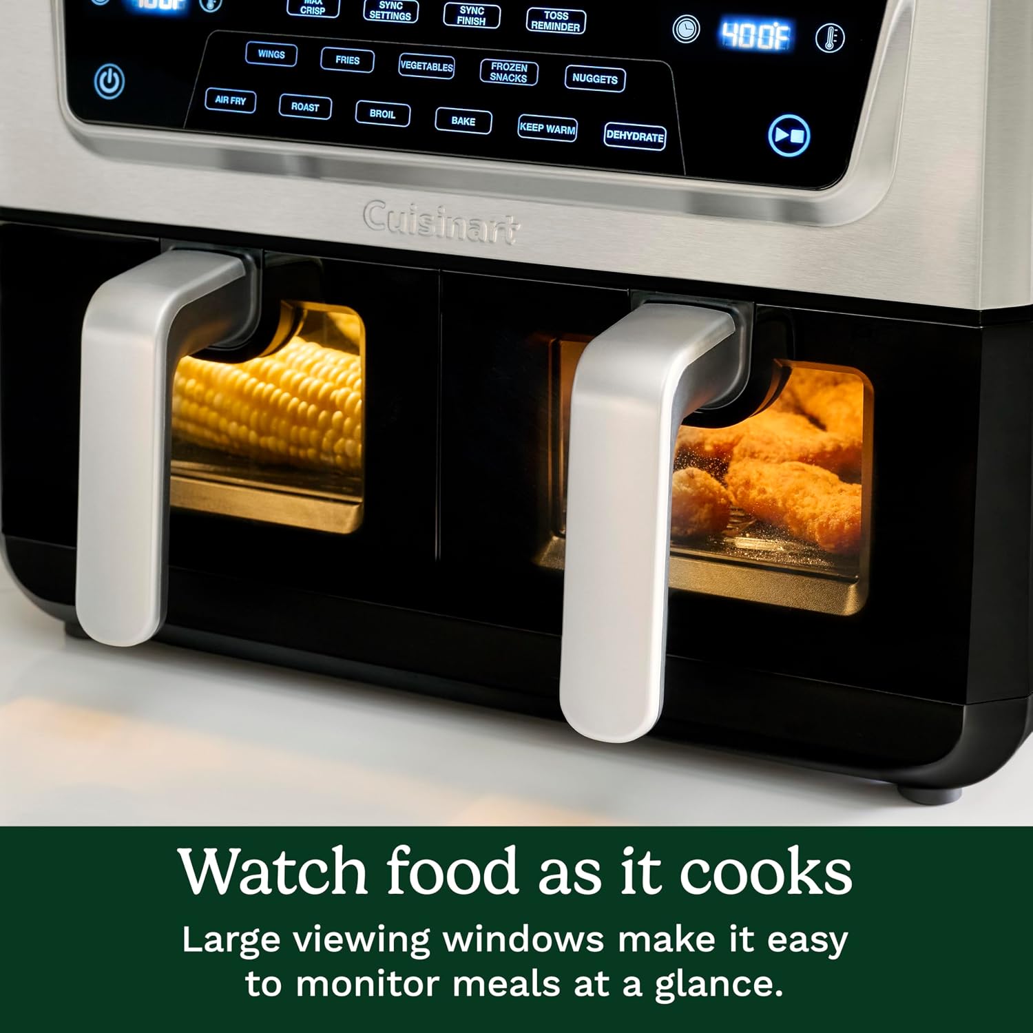 Cuisinart Dual Basket Air Fryer, Two Baskets 11 Qt in Total, 6 Functions: Air Fry, Roast, Bake, Broil, Dehydrate & Keep Warm, Features Sync Finish & Sync Settings, Toss Reminder & Auto-Pause, ADZ-112