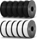 Inslogic PETG Pro Pre-Dried 3D Printer Filament 1.75mm, High-Speed PETG Filament, Stronger Toughness, Compatible with FDM Printers, 1kg×10 Spools (5 Black+5 White)