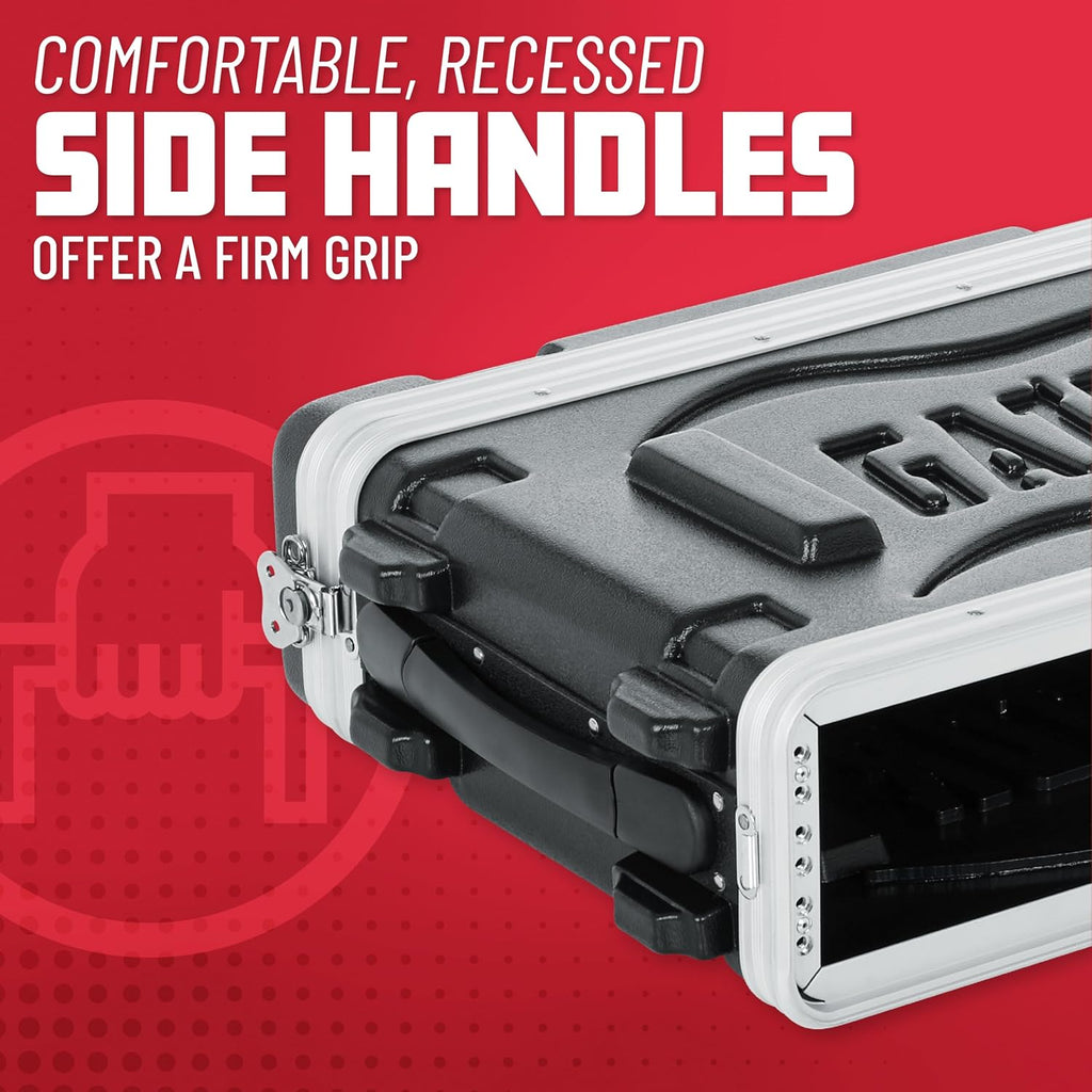 Gator Cases Lightweight Molded 2U Rack Case with Heavy Duty Latches; Shallow 14.25' depth (GR-2S)