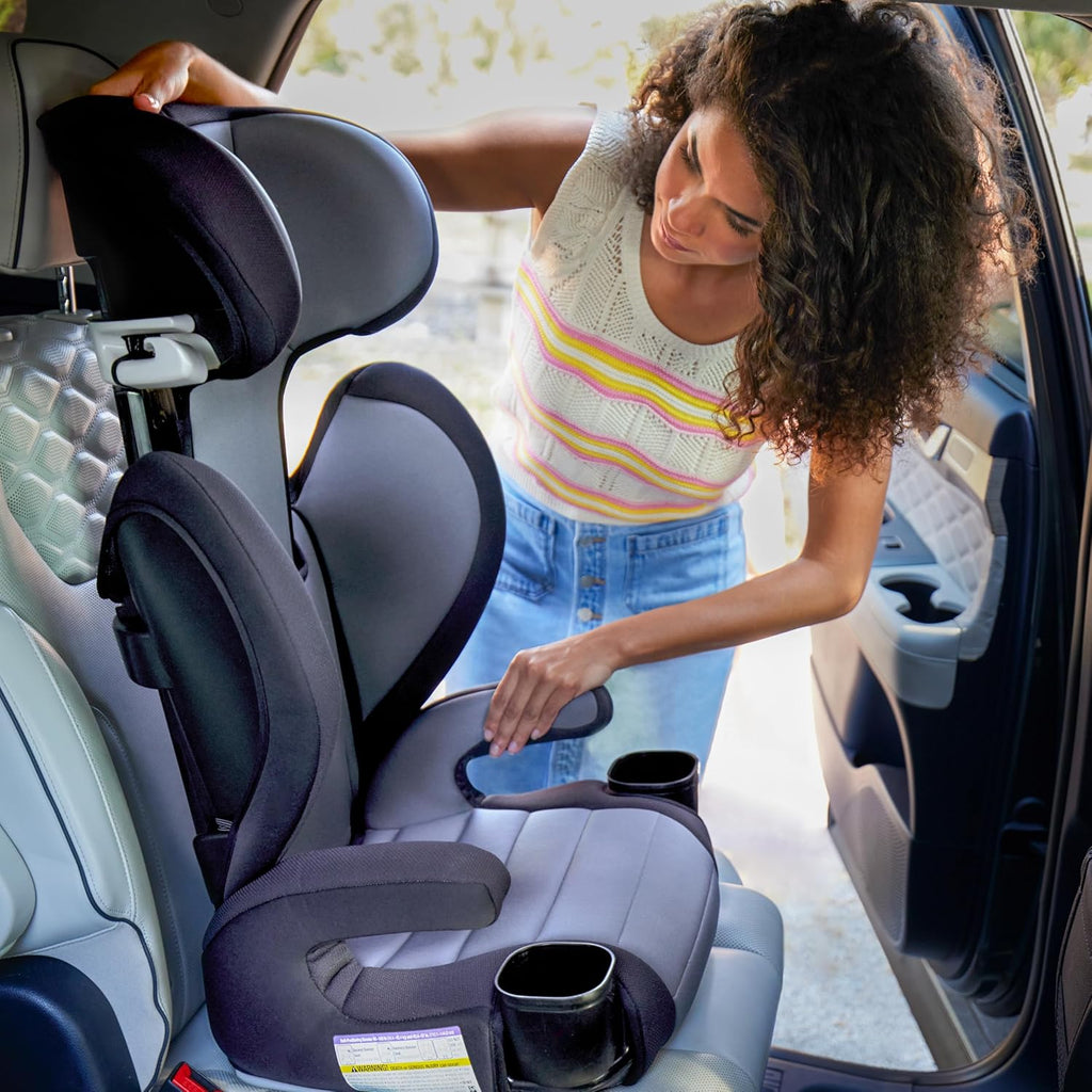 Safety 1st Grow and Go 2-in-1 Booster Car Seat with ComfortWings, Converts High-Back to Backless, 19' Wide, Fits 3 Across, Lightweight, Foldable, Easy-Clean, Cup Holders, 40-100 lbs, Sea Serpent