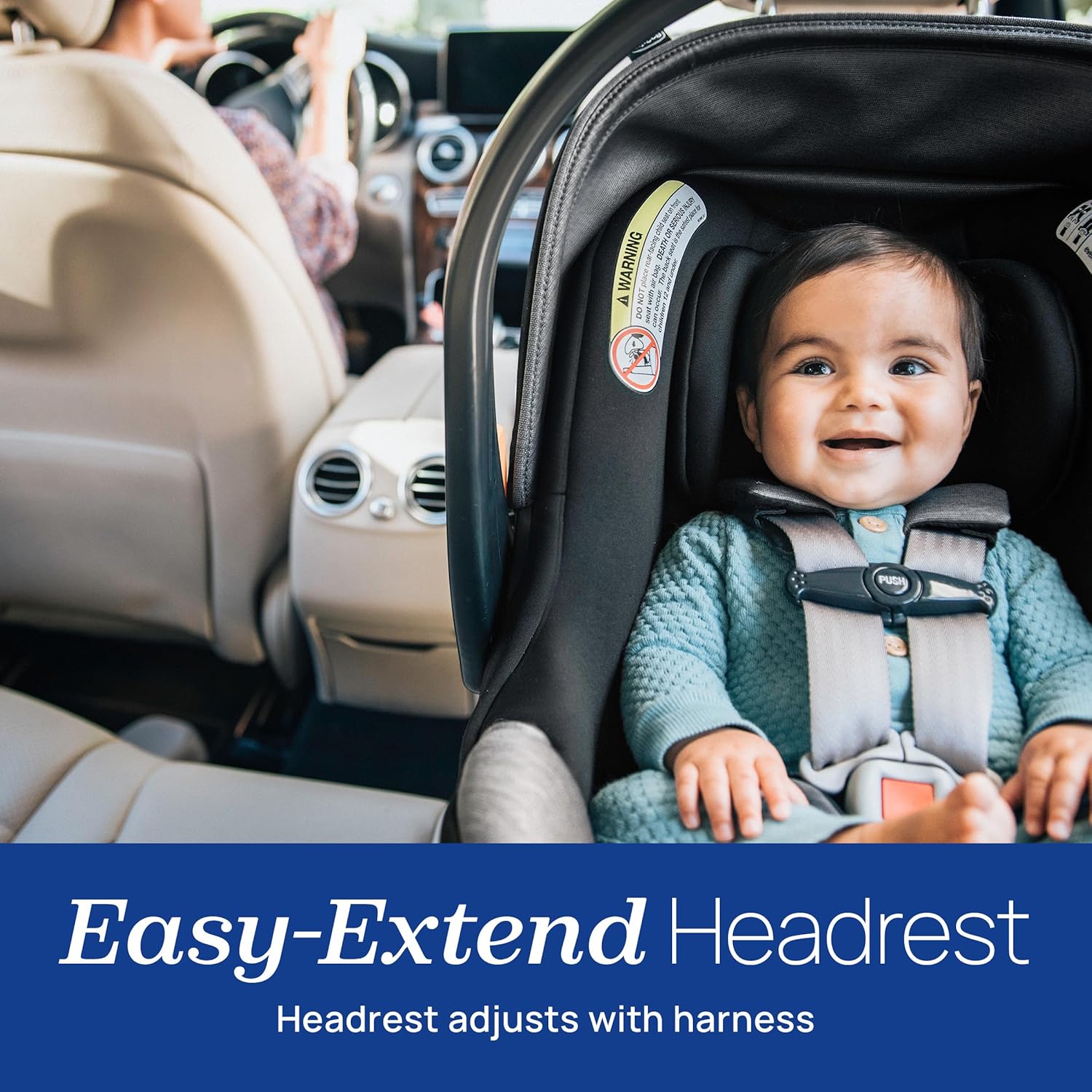 Chicco KeyFit Max Zip ClearTex Infant Car Seat and Base, Rear-Facing Seat for Infants 4-30 lbs., Infant Head and Body Support, Compatible with Chicco Strollers, Baby Travel Gear, Apex/Black