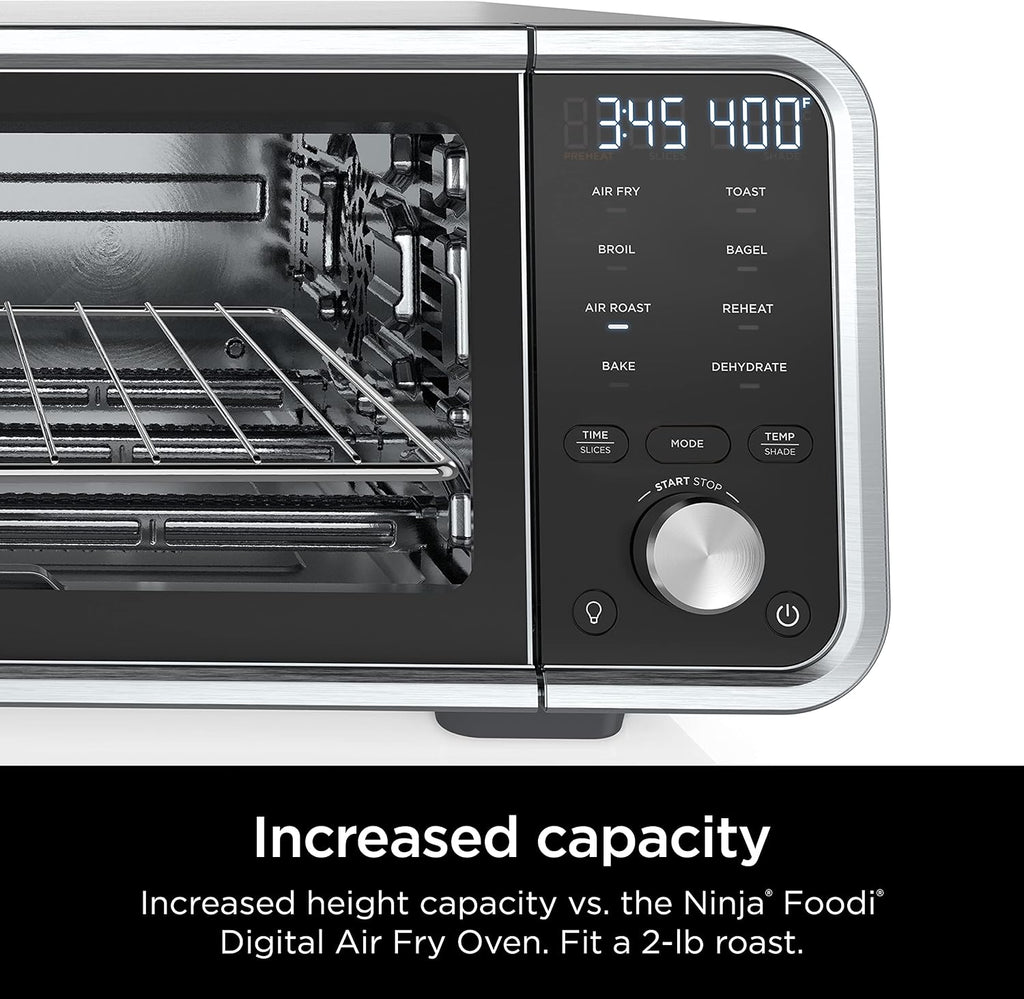 Ninja SP201 Digital Air Fry Pro Countertop 8-in-1 Oven with Extended Height, XL Capacity, Flip Up & Away Capability for Storage Space, with Air Fry Basket, Wire Rack & Crumb Tray, Silver