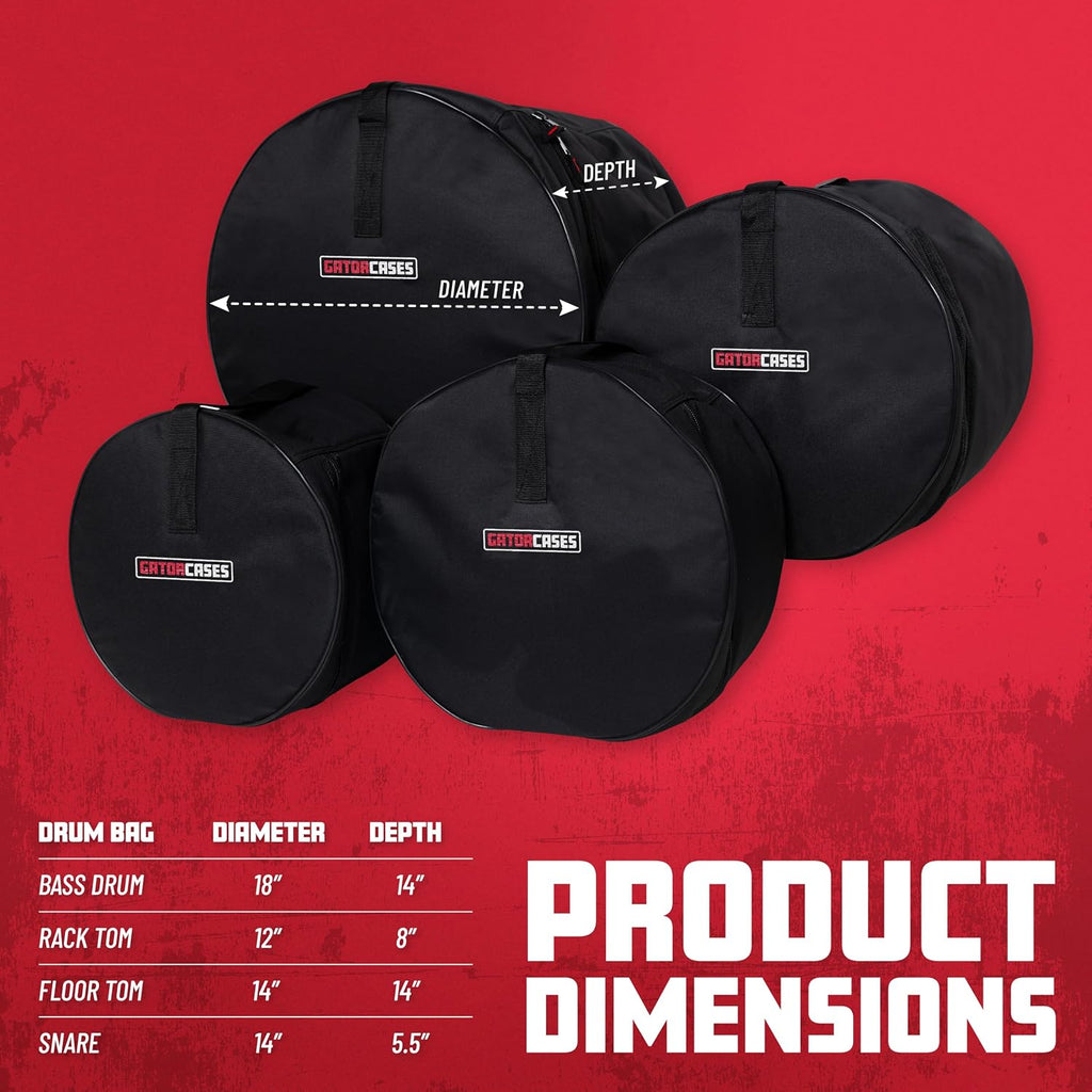 Gator Cases Bop Drum Set Bags: 18'x14', 12'x8', 14'x14', and 14'x5.5'; (GP-BOP-100)
