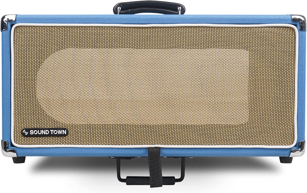 Sound Town Vintage 4U Amp Rack Case, 12.5' Depth with Rubber Feet, Dust Cover, Kickstand, Beau Blue (STVRC-4BL)