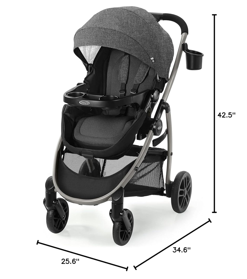 Graco® Redmond Modes Pramette Stroller 3-in-1 Convertible: Car Seat Carrier Infant Pramette to Toddler Stroller with Reversible Seat and One-hand Fold