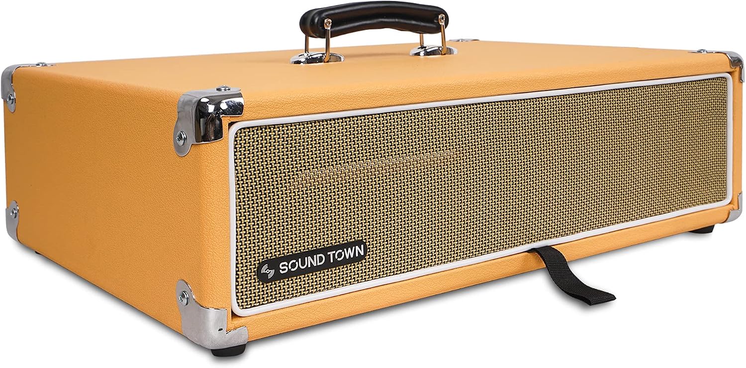 Sound Town Vintage 2U Amp Rack Case, 12.5' Depth with Rubber Feet, Dust Cover, Kickstand, Orange (STVRC-2OR)
