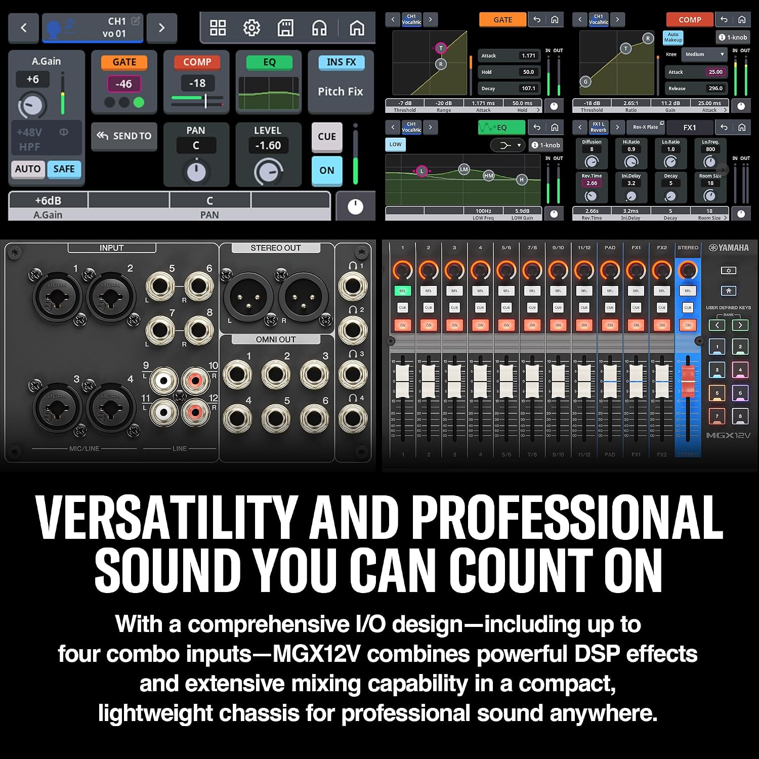 Yamaha MGX12V 18ch Digital Mixing Console, Dual USB-C Audio/Video Interface, Includes Cubase Al, WaveLab Cast LE, Basic FX Suite and Steinberg Plus Software Bundle, White MGX12V W