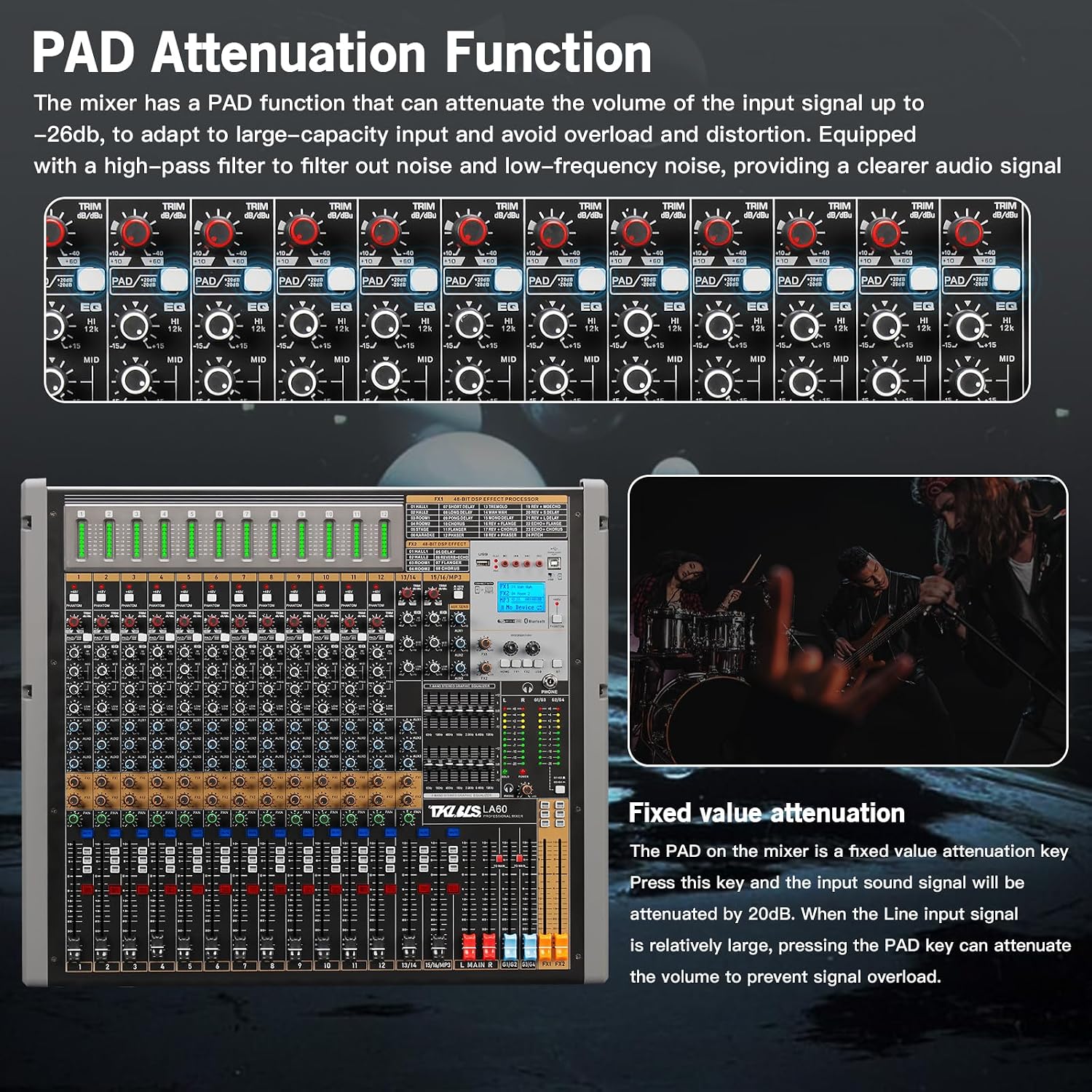 12 Channel Audio Mixer for Recording, USB Mixing Console with 99 DSP Effects, 48V Phantom Power, XLR Inputs for Studio, Streaming, Content Creation