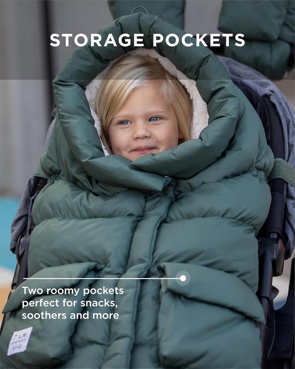 7AM Enfant Stroller Blanket 212 - Adjustable Baby Car Seat Zipped Blanket for Babies Winter, Unisex Multi Purpose Fleece Lined Warm Hooded Toddler Footmuff Water Repellent | (6M - 4T)