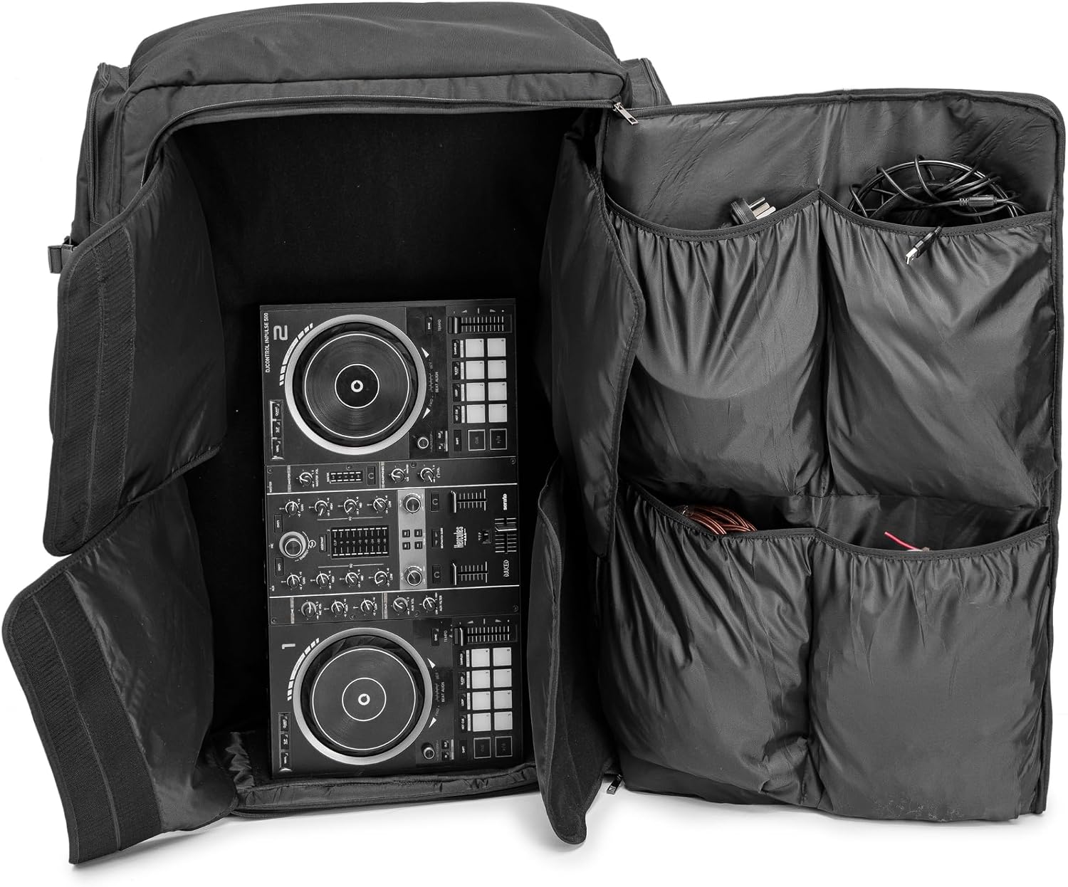 Rabjen DJ Backpack for Club Gigs, DJ Mixer Case Compatible with Pioneer DDJ-SR2, Pioneer DDJ-FLX6-GT, RANE ONE, and More Equipment