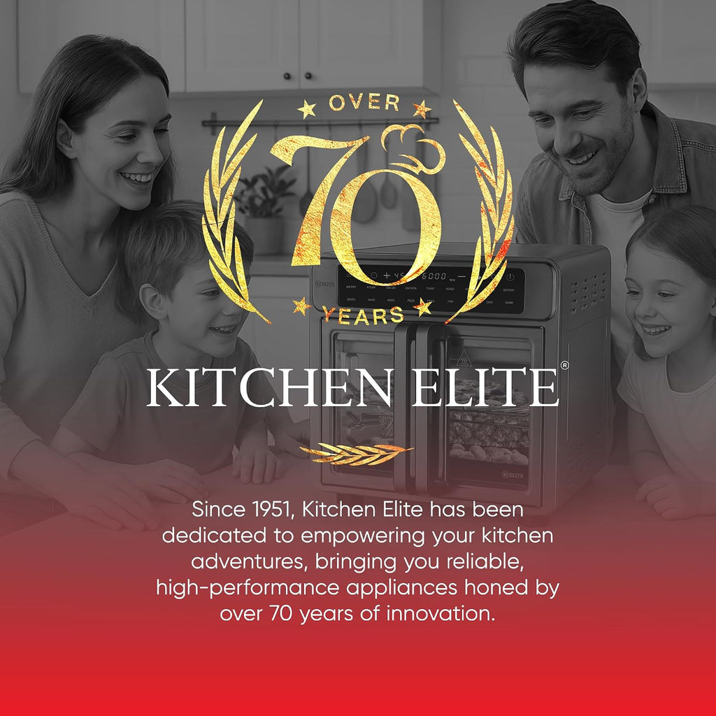 Kitchen Elite 26 Quart French Door Air Fryer Oven – Family Size Countertop Convection Cooker with LED Display, Stainless Steel