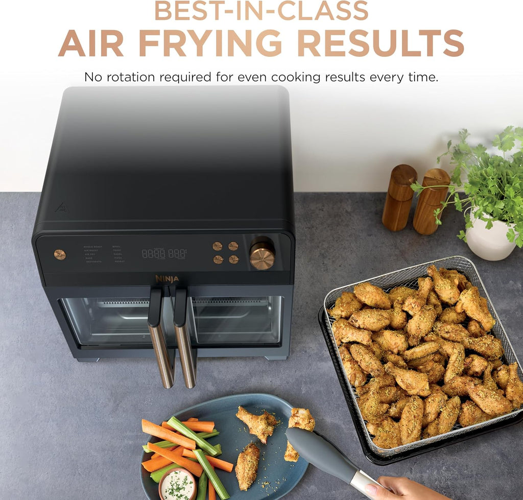 Ninja | French Door Premier Air fry Oven | 10-in-1 functions | 20.3-qt capacity | 5-qt Air Fry Basket, Sheet Pan, Wire Rack, Broil Rack | PFAS-free, Dishwasher-Safe Accessories | Black | FO101BK