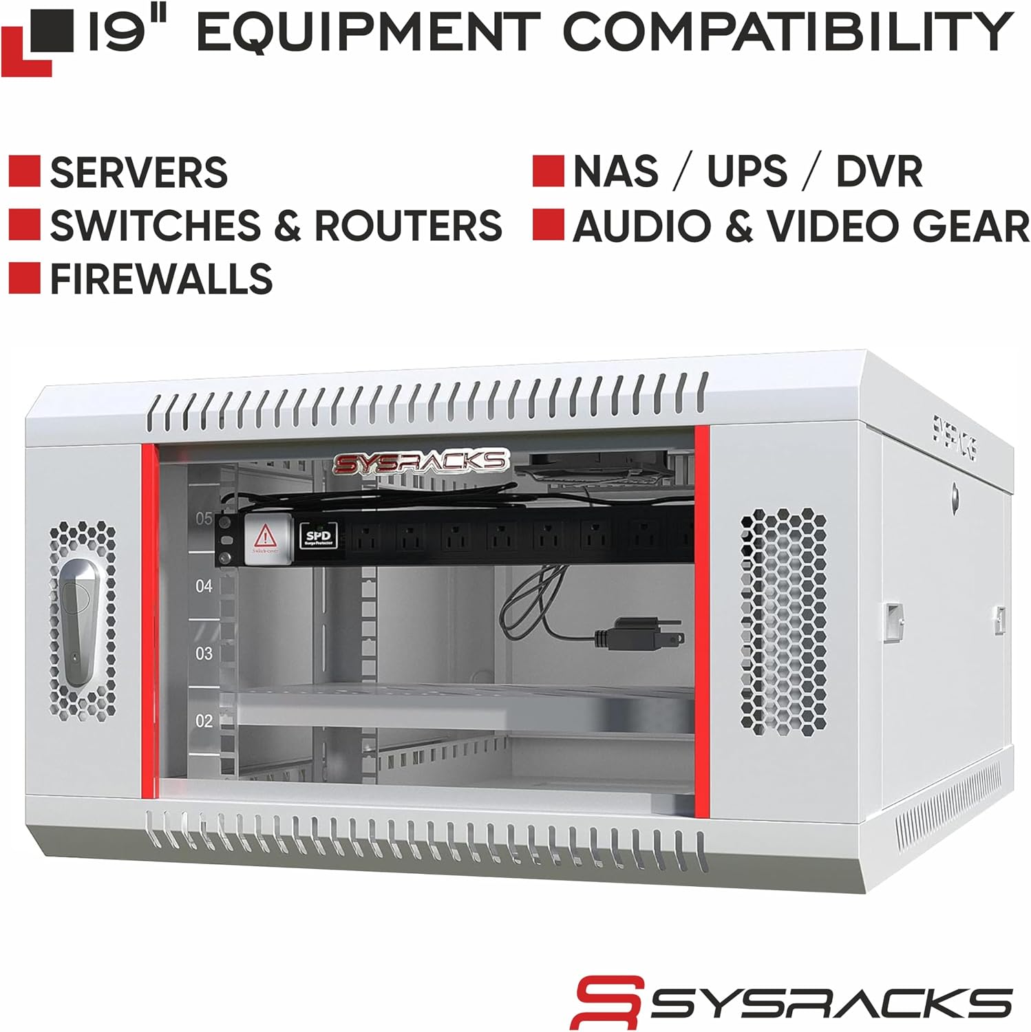 6U Wall Mount Server Rack Cabinet 24' Deep, 19' Network & AV Enclosure for Home Lab with Fan, PDU, 1 Shelf, Locking Glass Door