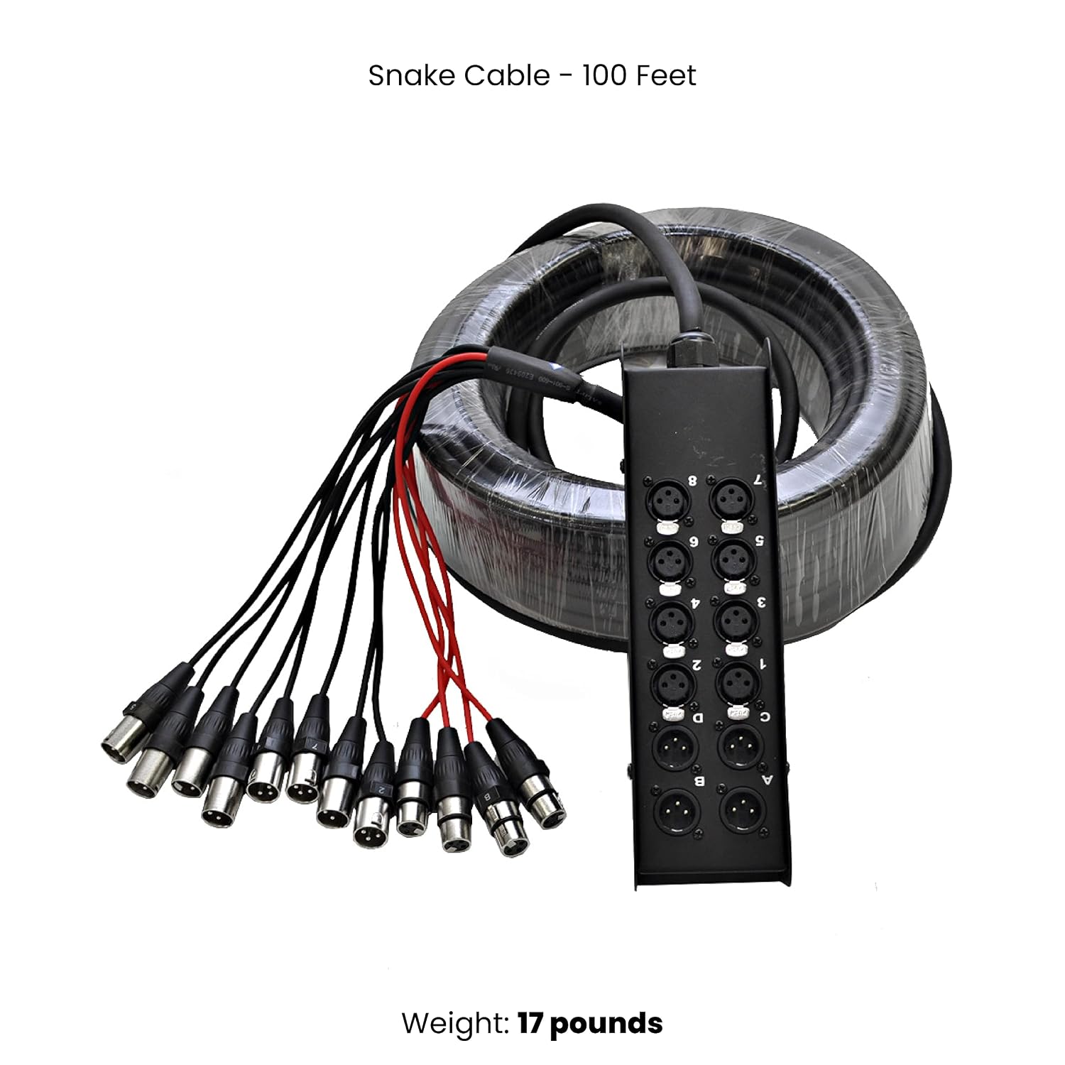 Seismic Audio Speakers 8 Channel Low Profile XLR Send Sub Snake Cable, XLR Splitter Cable, 100 Feet