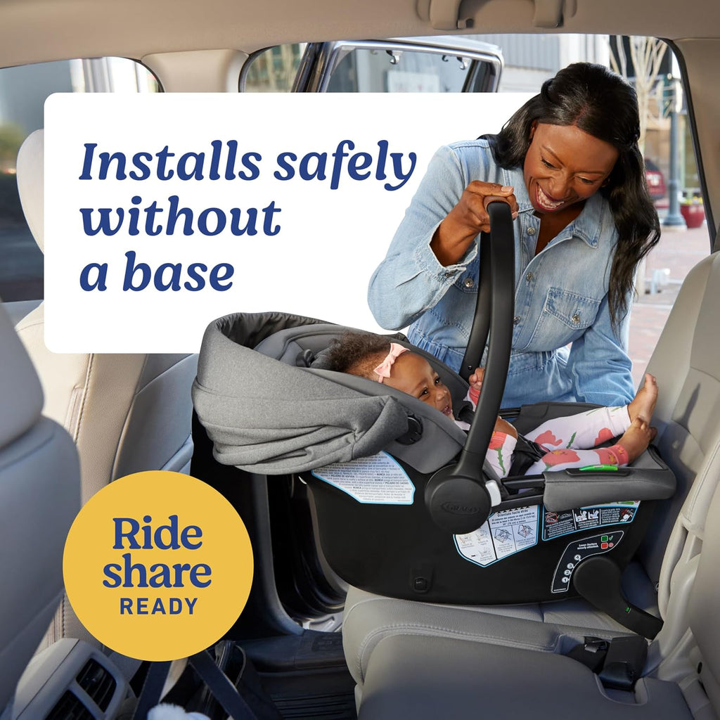 Graco® Gomax Infant Car Seat, Orchid Haze, Lightweight, Reclining Rear Facing Car Seat Installs with or Without a Base