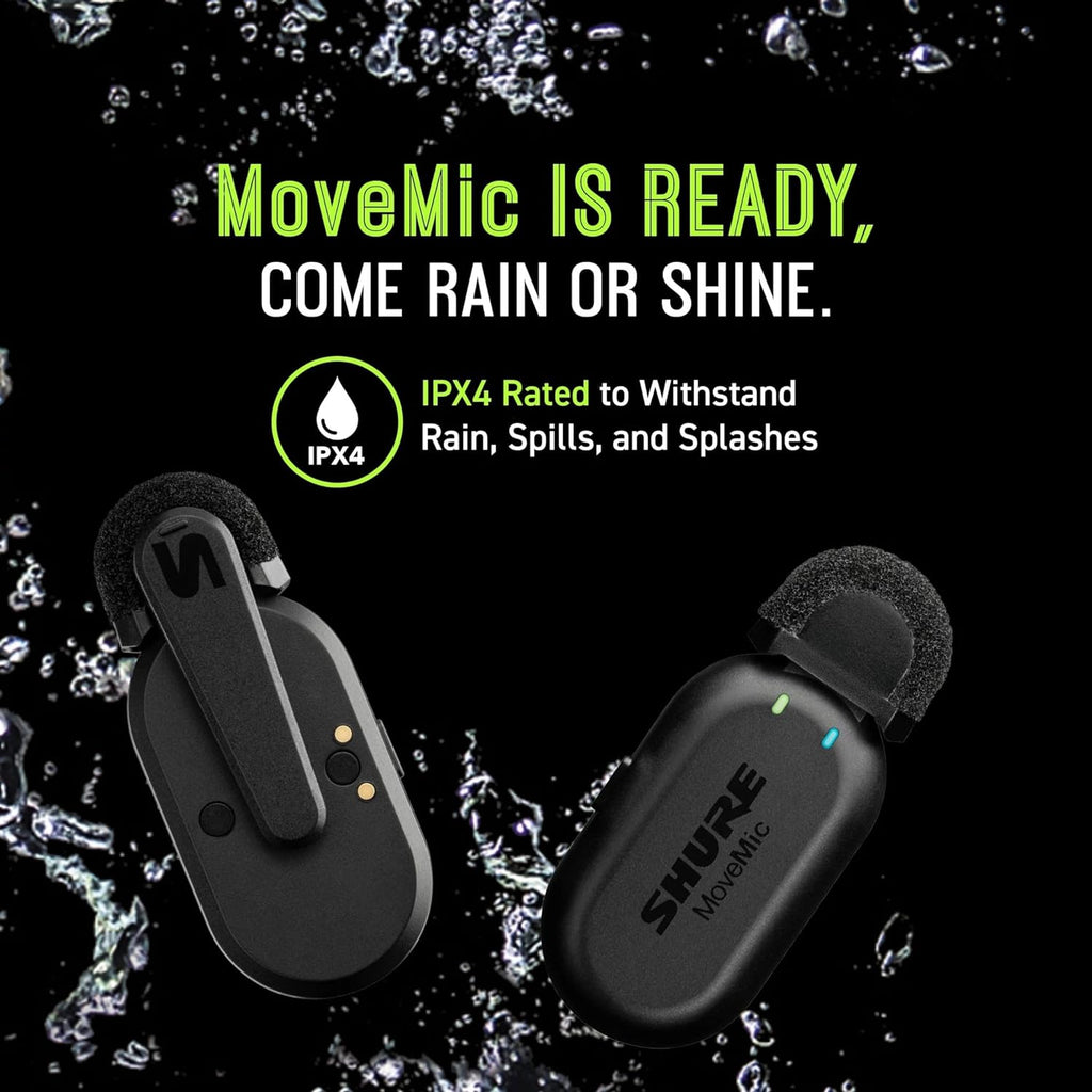 Shure MoveMic Two Kit, Pro Wireless Lavalier Microphones with Camera Receiver for DSLR, iPhone, Android, Mac, PC, 24-Hour Charge (MV-Two-KIT-Z7)