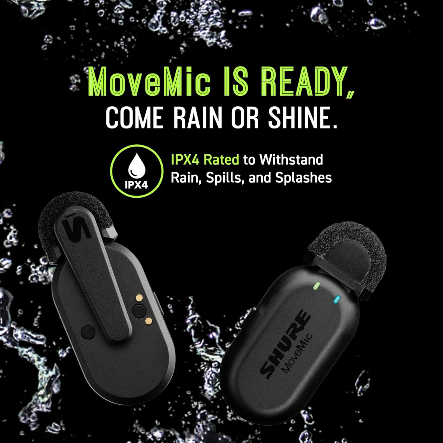 Shure MoveMic Two Kit, Pro Wireless Lavalier Microphones with Camera Receiver for DSLR, iPhone, Android, Mac, PC, 24-Hour Charge (MV-Two-KIT-Z7)