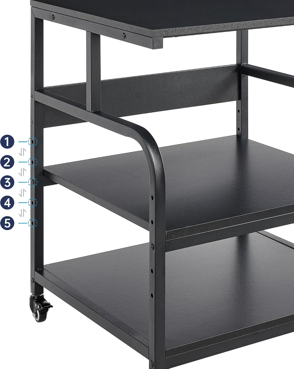 Fannova 25.6' x 23.6' Extra Large Printer Stand Table with Adjustable Storage Shelf, 3 Tier Rolling Printer Cart with Industrial Wheels for Home Office, Black
