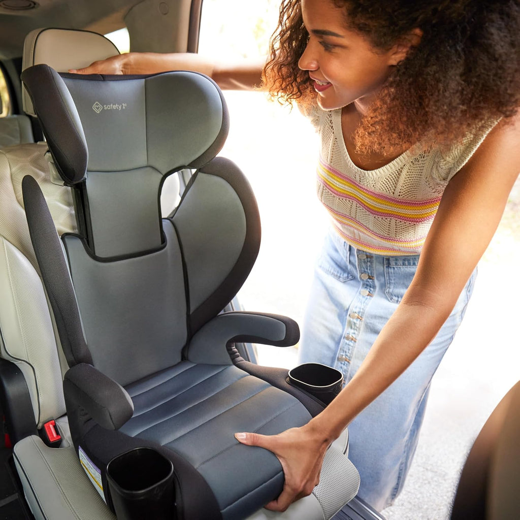 Safety 1st Grow and Go 2-in-1 Booster Car Seat with ComfortWings, Converts High-Back to Backless, 19' Wide, Fits 3 Across, Lightweight, Foldable, Easy-Clean, Cup Holders, 40-100 lbs, Sea Serpent