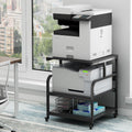 Fannova 25.6' x 23.6' Extra Large Printer Stand Table with Adjustable Storage Shelf, 3 Tier Rolling Printer Cart with Industrial Wheels for Home Office, Black