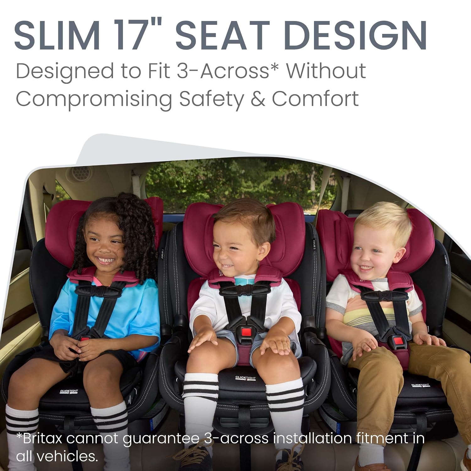 Britax Poplar S Convertible Car Seat, 2-in-1 Car Seat Extended Rear Facing, 17' Slim Car Seat Design with Fast & Easy ClickTight Installation, Anti-Rebound Bar & SafeWash Fabrics — Ruby Onyx