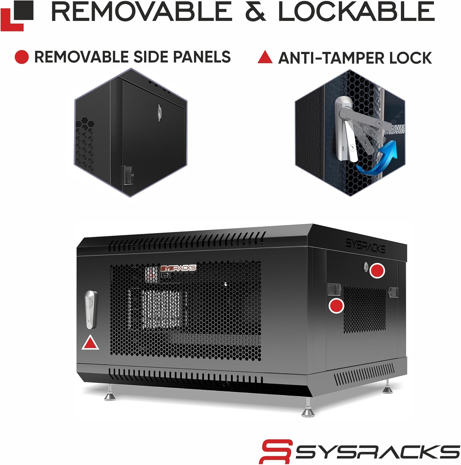 6U Wall Mount Server Rack Cabinet, 19' Enclosed Network & IT Rack, 24' Deep, Locking Mesh Door