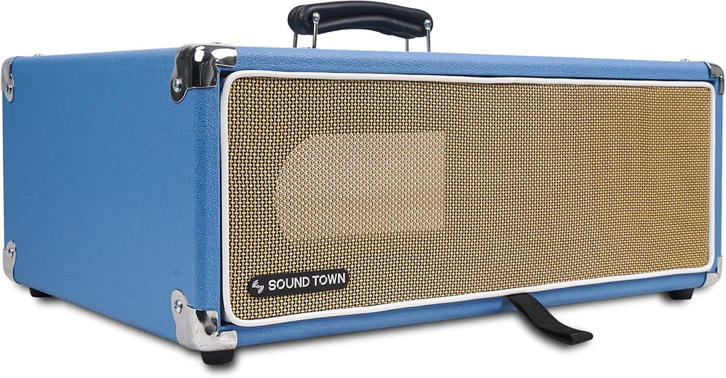 Sound Town Vintage 3U Amp Rack Case, 12.5' Depth with Rubber Feet, Dust Cover, Kickstand, Beau Blue (STVRC-3BL)