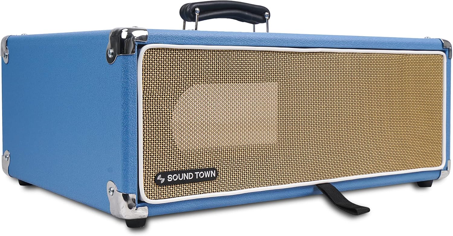 Sound Town Vintage 3U Amp Rack Case, 12.5' Depth with Rubber Feet, Dust Cover, Kickstand, Beau Blue (STVRC-3BL)