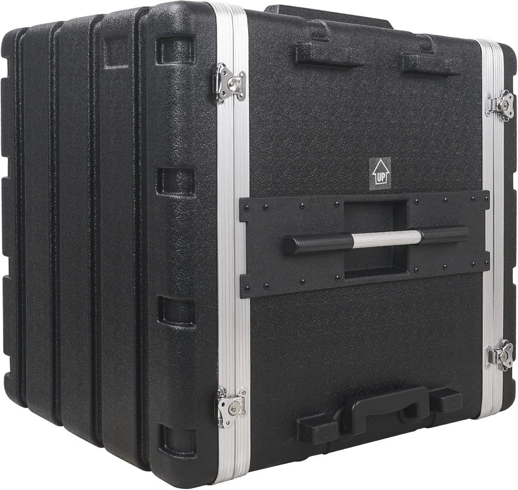 Sound Town Lightweight 12U PA DJ Rack/Road Case with 11U Rack Space, ABS Construction, 19' Depth, Retractable Handle, Wheels and Heavy-Duty Latches (STRC-A12UT)