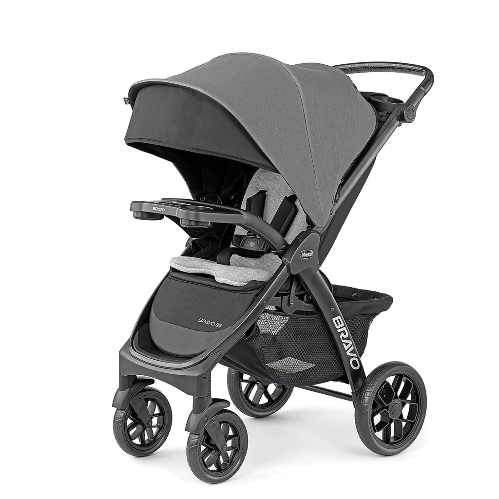 Chicco Bravo LE ClearTex Full-Size Stroller for Babies and Toddlers, UPF-Rated Canopy, GREENGUARD Gold Certified, Lightweight, One-Hand Compact Fold, Pewter/Grey
