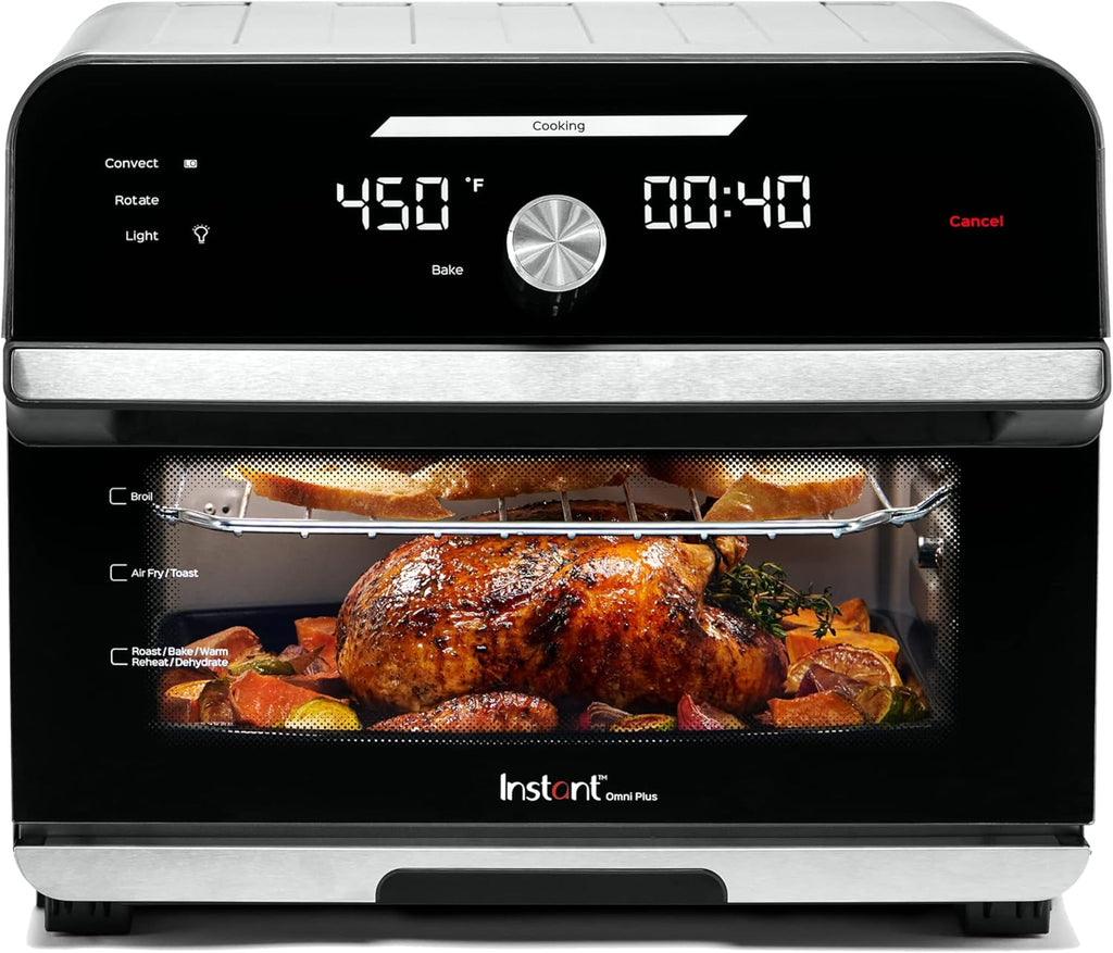 Instant Pot Omni Plus 19QT/18L Toaster Oven Air Fryer, 10-in-1 Functions, Fits 12' Pizza, Crisp, Broil, Bake, Roast, Toast, Warm, Convection, 100+ In-App Recipes, from the Makers of Instant Pot, Black
