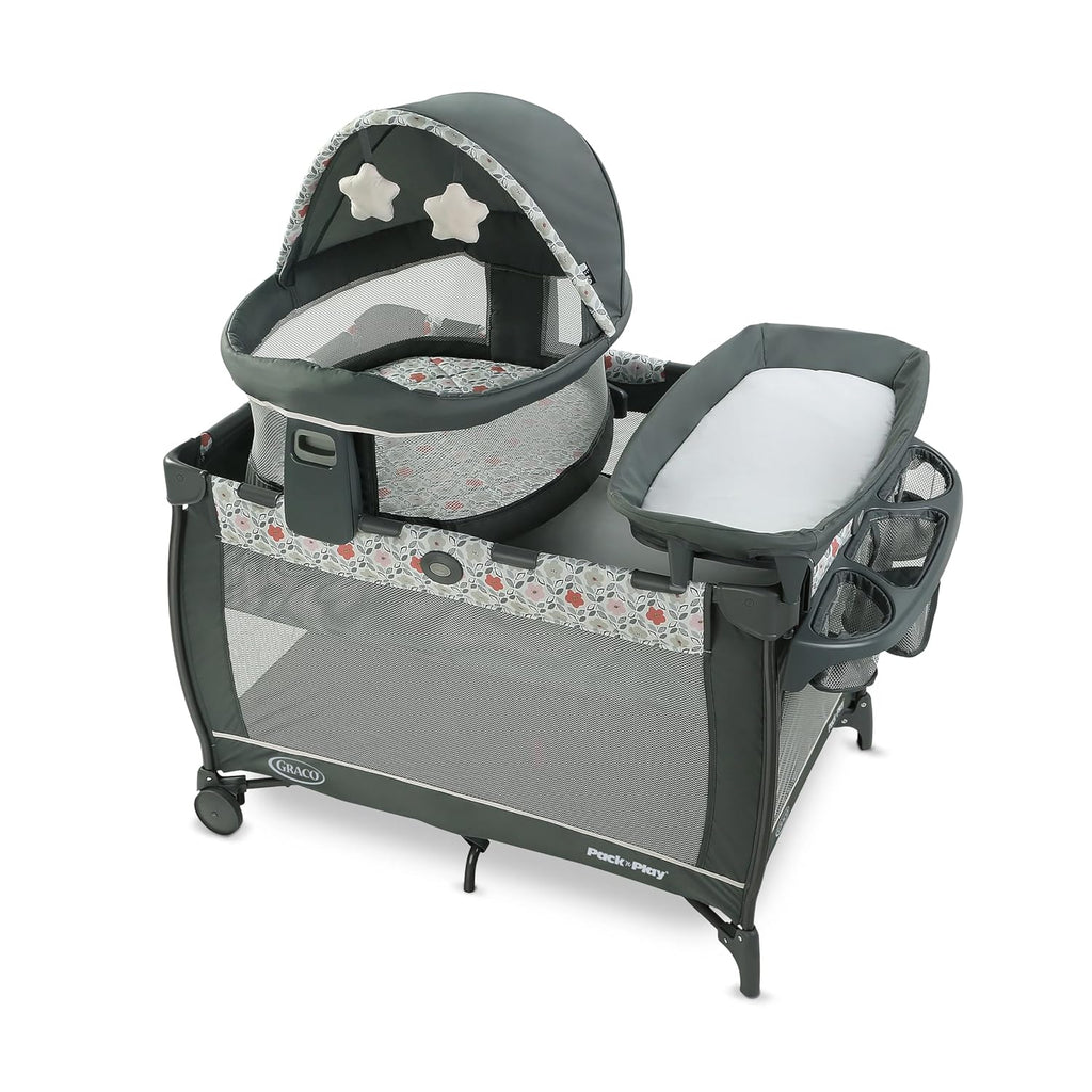 Graco® Pack 'n Play Travel Dome LX Playard – Raised Portable Bassinet, UV‑50 Canopy, Changer & Storage, Annie