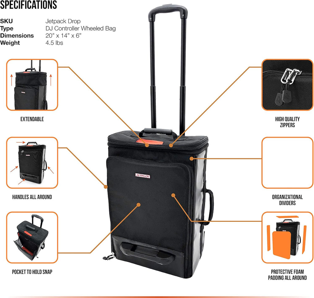 Jetpack Drop System (includes Snap backpack Drop Roller bag) for Mobile, DVS, Non DVS, Club Gig Set up. Perfect for DJ Controllers SB, SR, Mixer S11 72, Audio Gear, Travel & More