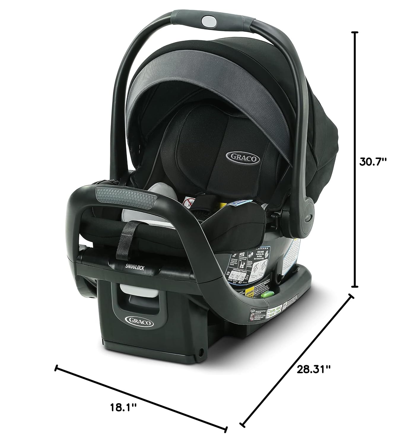 Graco SnugRide SnugFit DLX Infant Car Seat, Baby Car Seat Rear Facing with Anti Rebound Bar, Carseat with Adjustable Base and 5 Recline Positions, Spencer