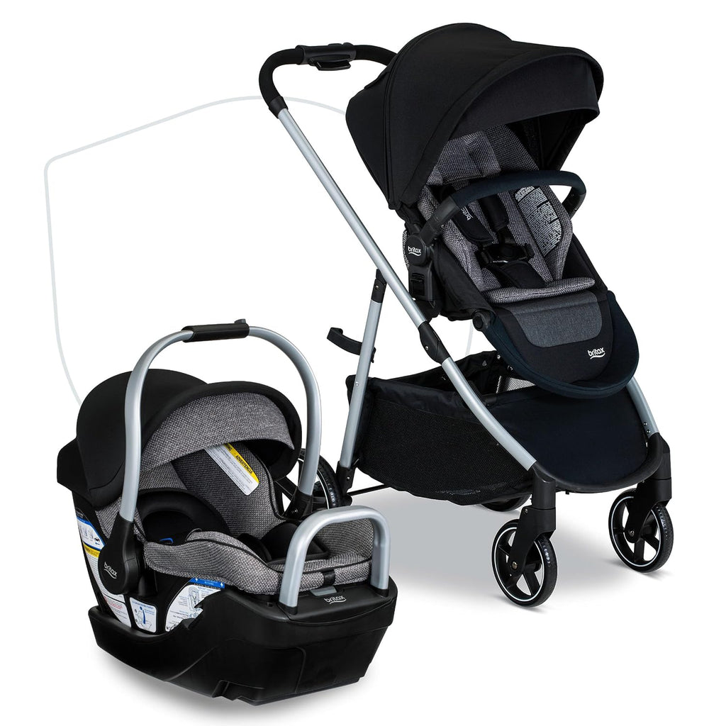 Britax Willow Grove SC Travel System, Infant Car Seat Stroller Combo with Willow SC Infant Car Seat, Alpine Base, and Grove Stroller; ClickTight Technology, SafeWash & StayClean Fabrics — Pindot Onyx