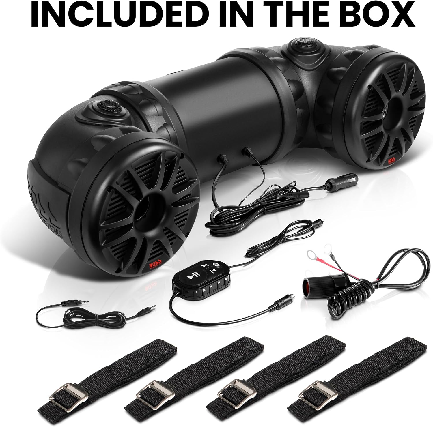 BOSS Audio Systems ATV85B ATV Speaker System - 8 Inch Speakers, 1.5 Inch Tweeters, Full Range Audio, Built-in Amplifier, Bluetooth Remote