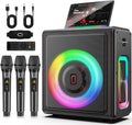 Karaoke Machine, Portable Bluetooth 5.3 Speaker with 3 Wireless Microphones for Adults, PA System with Pitch Correction & Echo Adjustment, Supports TWS/TF Card/USB/AUX/Live for Home Party (3MICS)