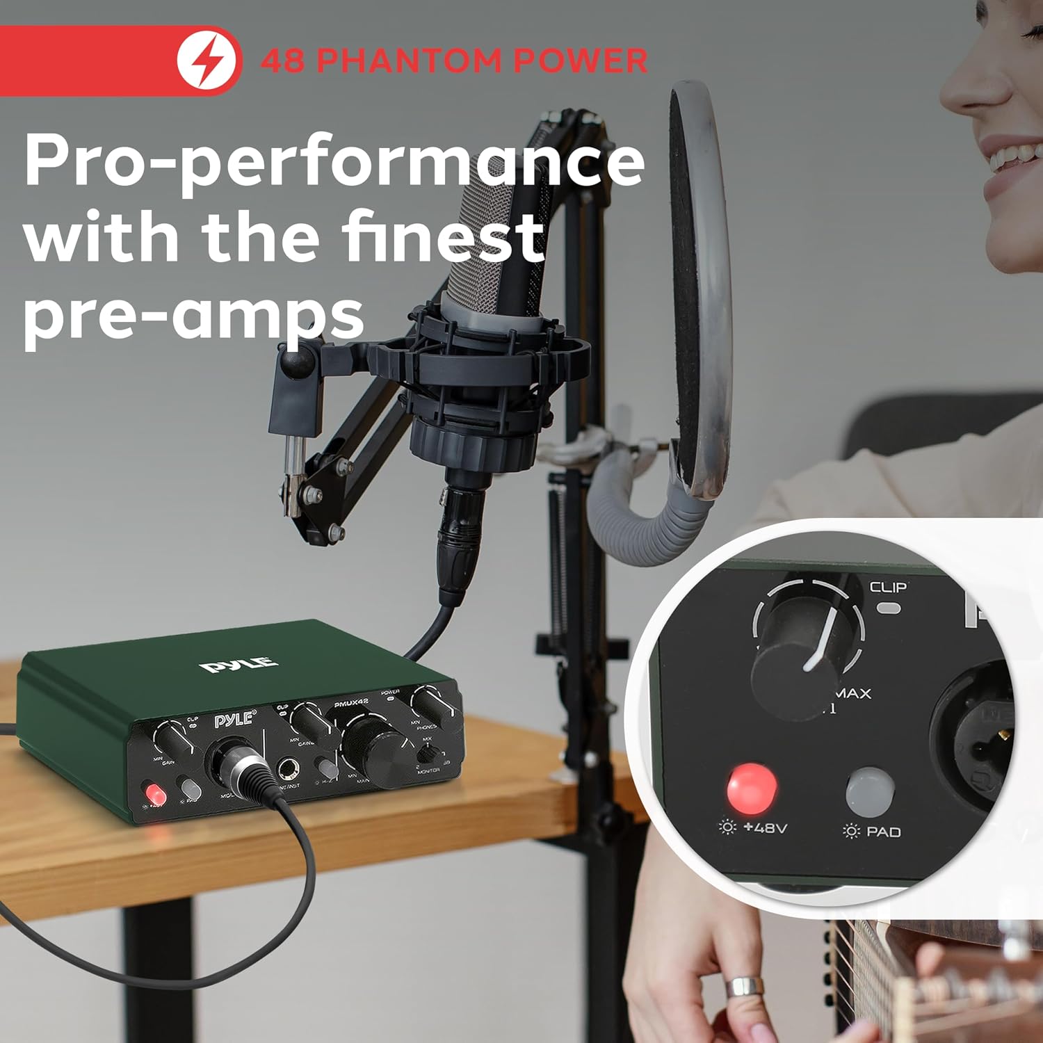 Pyle USB Audio Interface for Recording Music, Podcasting, and Streaming – 2-IN/2-OUT, 24bit/192kHz, Low-Noise, High-Fidelity Studio Quality, USB Powered, Rugged Metal Chassis, 5.9' x 4' x 1.8'