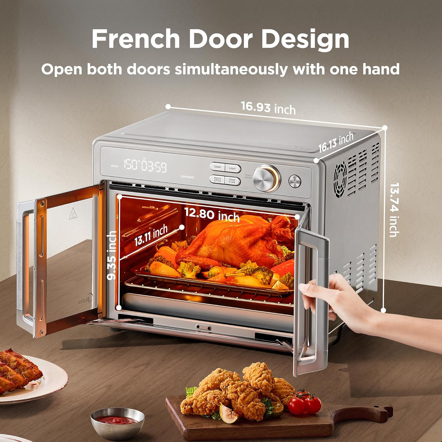 Midea Flexify Pro French Door Air Fryer Toaster Oven, Premium Cooking Experience with Precision Heat, Easy-Clean Enamel Interior & Modern Control, 26.4 QT