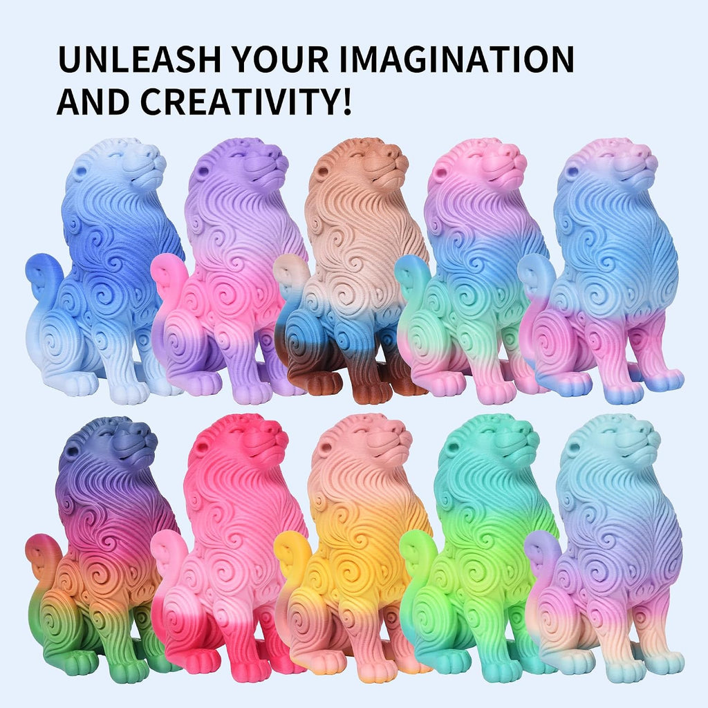 RAMBERY Matte Rainbow PLA 3D Printer Filament Bundle, 10 Colors Total 10kg, 1.75mm Multicolor Gradient 3D Printing Filament for Most FDM 3D Printers, 1KG Spool (2.2lbs) x 10 PCS