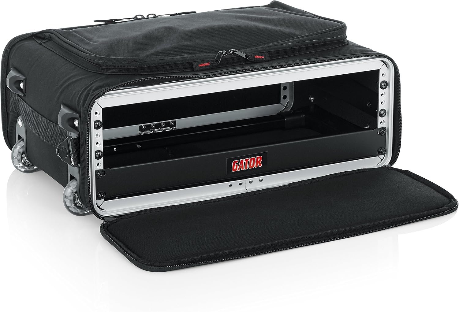 Gator Cases Lightweight Rack Bag with Removable Shoulder Strap, Pull handle, and Wheels, 2U Rack - 12.5' Rackable Depth (GR-RACKBAG-2UW)