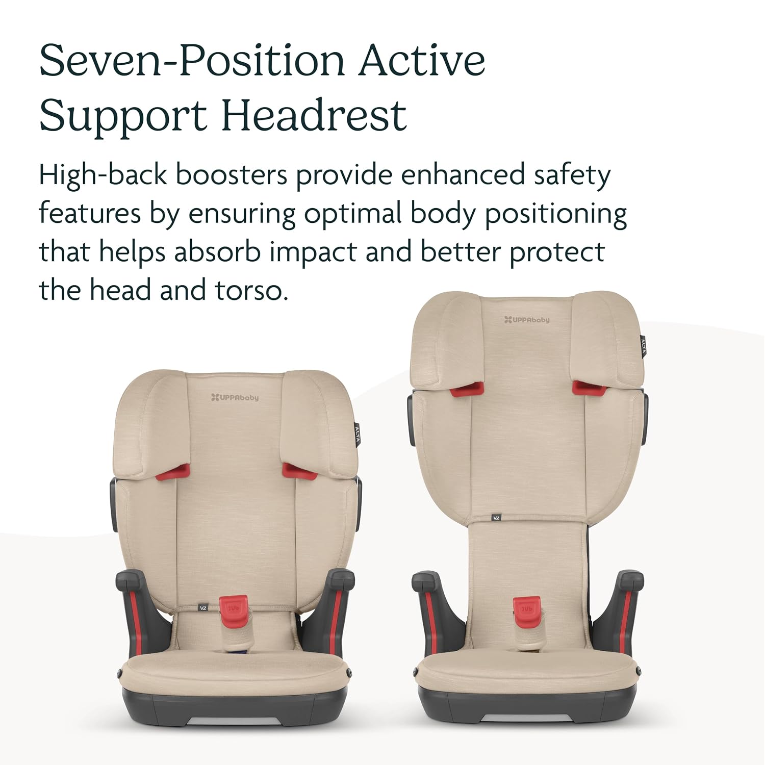 UPPAbaby Alta V2 High Back Booster Seat/Seven-Position, Active Support Headrest for Growing Children/SecureFit Integrated Belt Guide + Positioner/Cup Holder Included/Jake (Black Mélange)