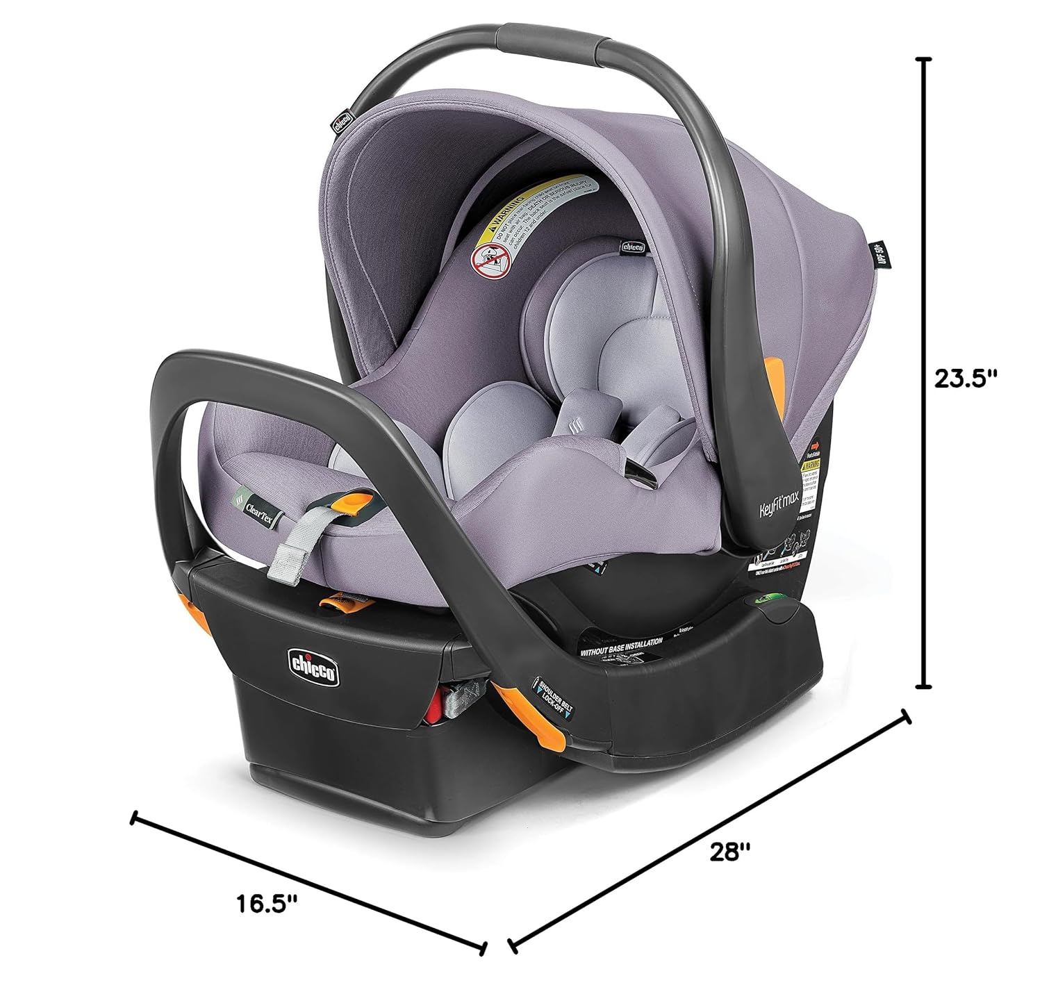 Chicco KeyFit Max ClearTex Infant Car Seat and Base, Rear-Facing Seat for Infants 4-30 lbs., Infant Head and Body Support, Compatible with Chicco Strollers, Baby Travel Gear, Lupine/Purple